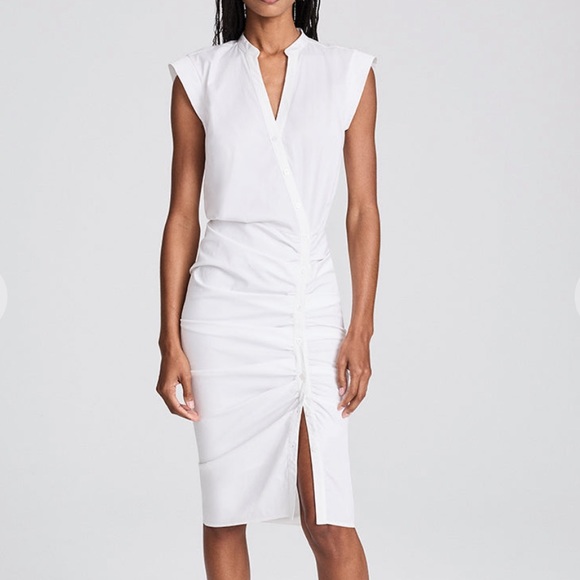 Veronica beard ruched shirt dress white size 10 - Picture 1 of 5